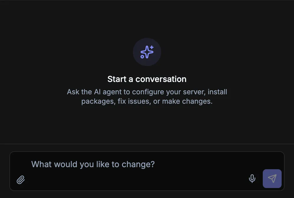 The AI Assist chat for a project: a prompt to start a conversation and a message box asking what you'd like to change.