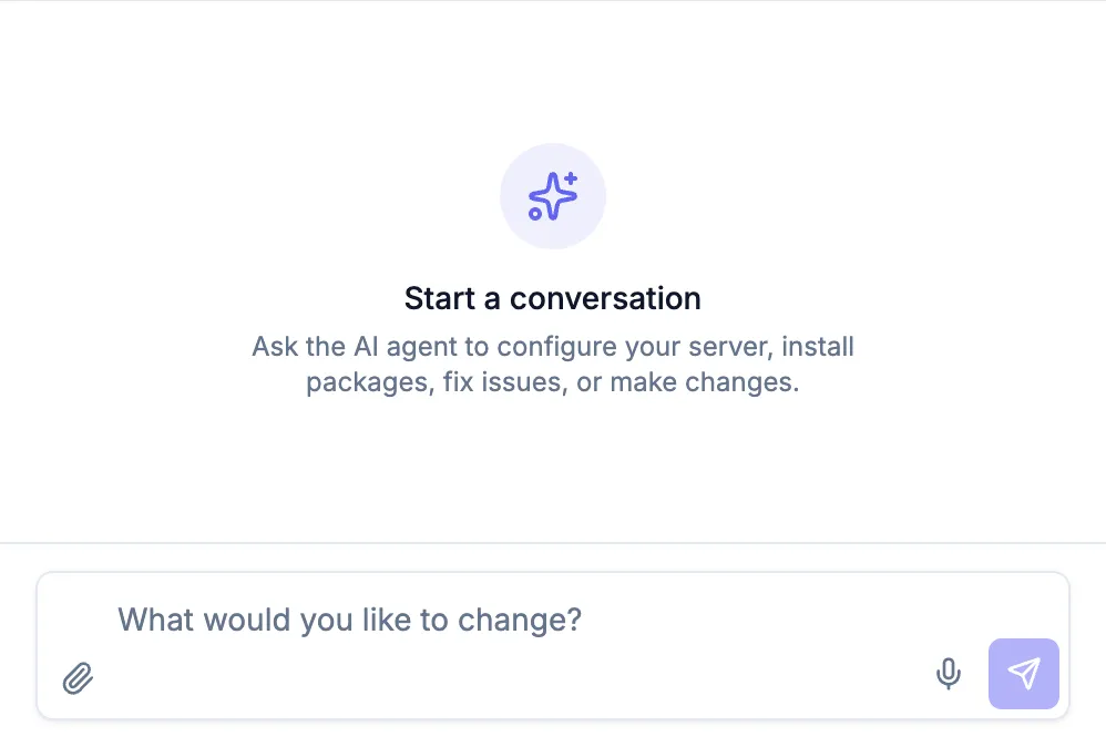 The AI Assist chat for a project: a prompt to start a conversation and a message box asking what you'd like to change.